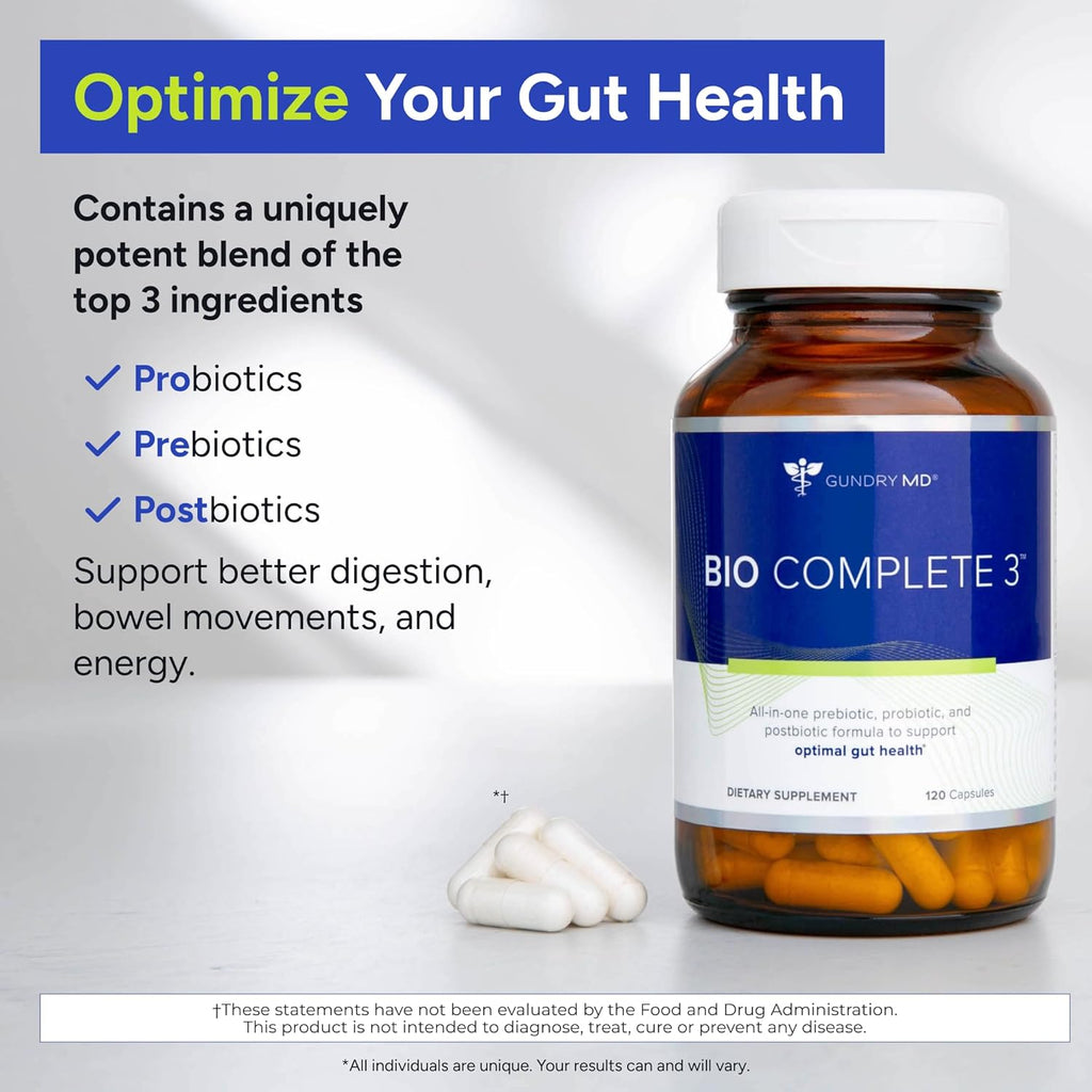 Gundry MD Bio Complete 3 Probiotic Supplement – 30 Day Supply (60 Capsules)