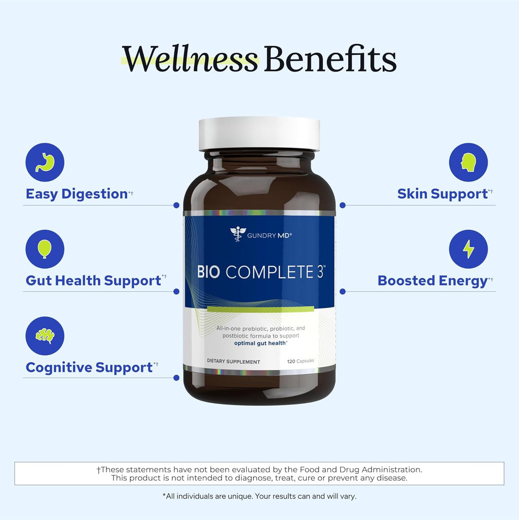 Gundry MD Bio Complete 3 Probiotic Supplement – 30 Day Supply (60 Capsules)