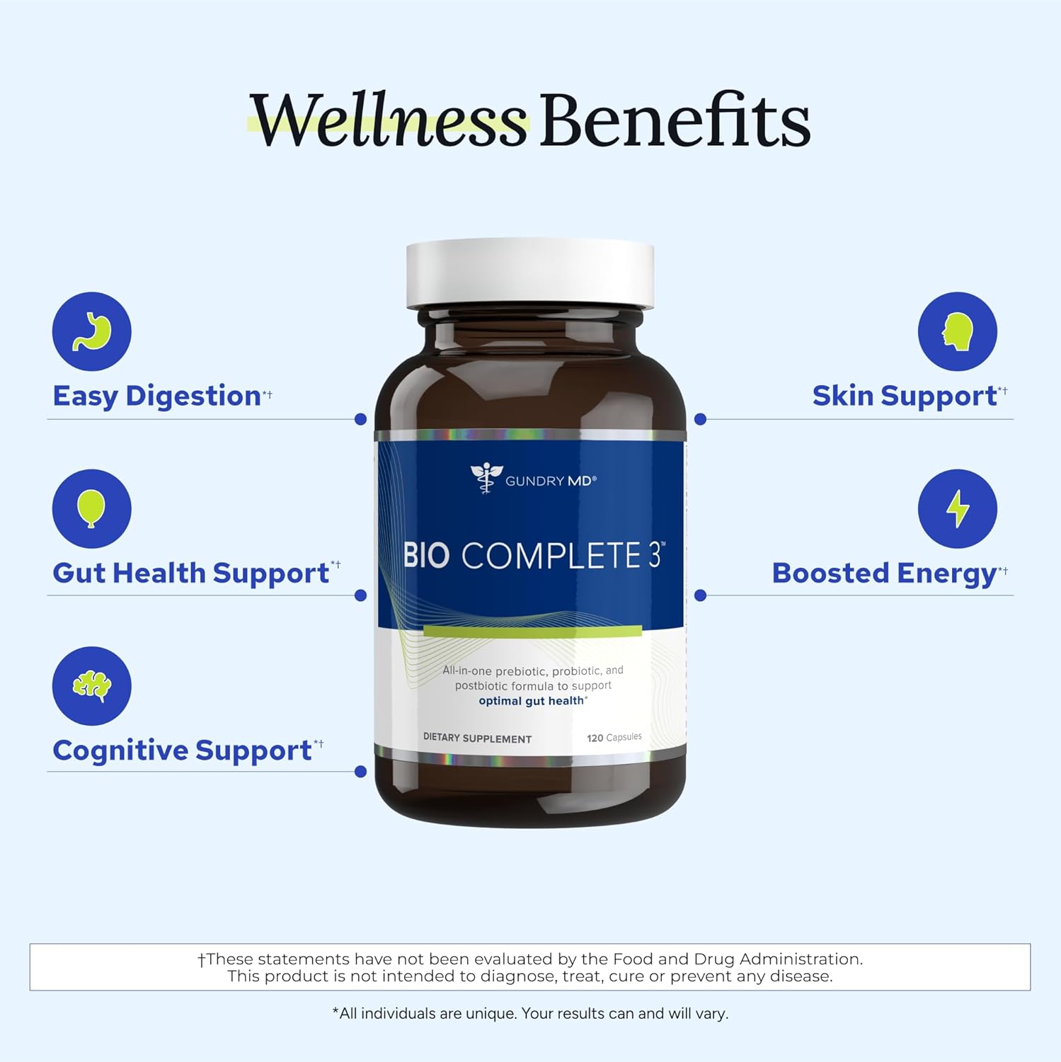 Gundry MD Bio Complete 3 Probiotic Supplement – 30 Day Supply (60 Capsules)