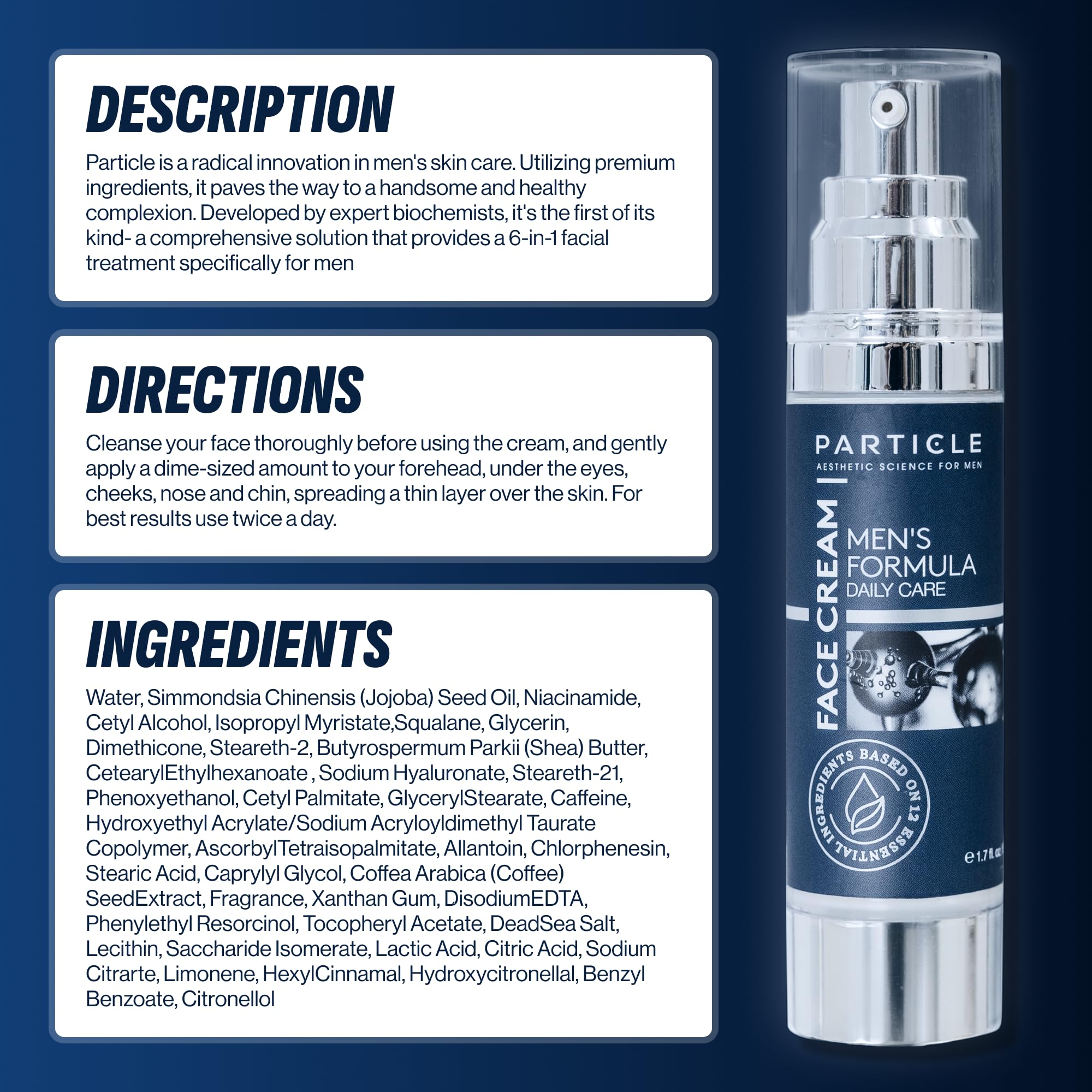 Particle 6-in-1 Face Cream for Men, Men’s Daily Hydrating Moisturizer - 1.7 fl oz