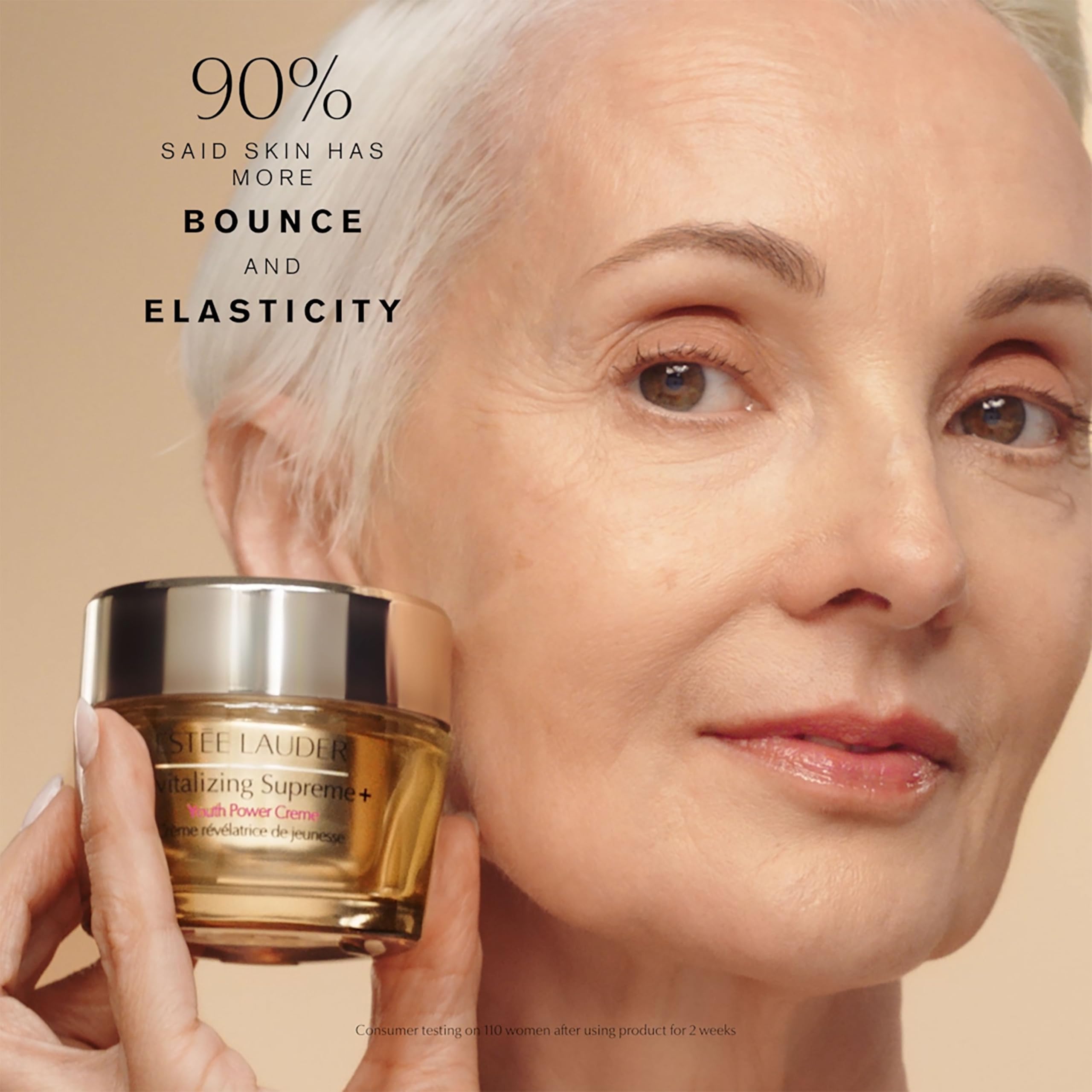 Estée Lauder Revitalizing Supreme+ cream jar, silky texture inviting instant nourishment